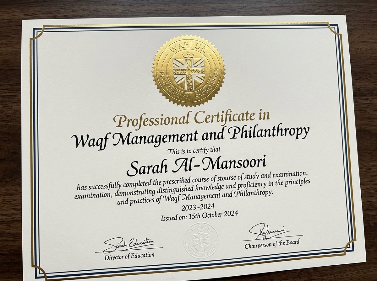 Professional Certificate from the Waqf & Fundraising Institute
